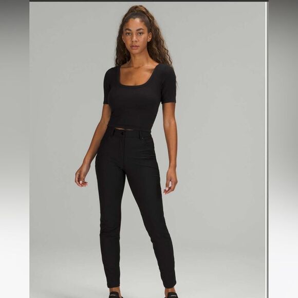 lululemon athletica Tops - NWT New LULULEMON Ribbed Held Tight Tee Deep Scoop Neck & Back Crop Top Black 10